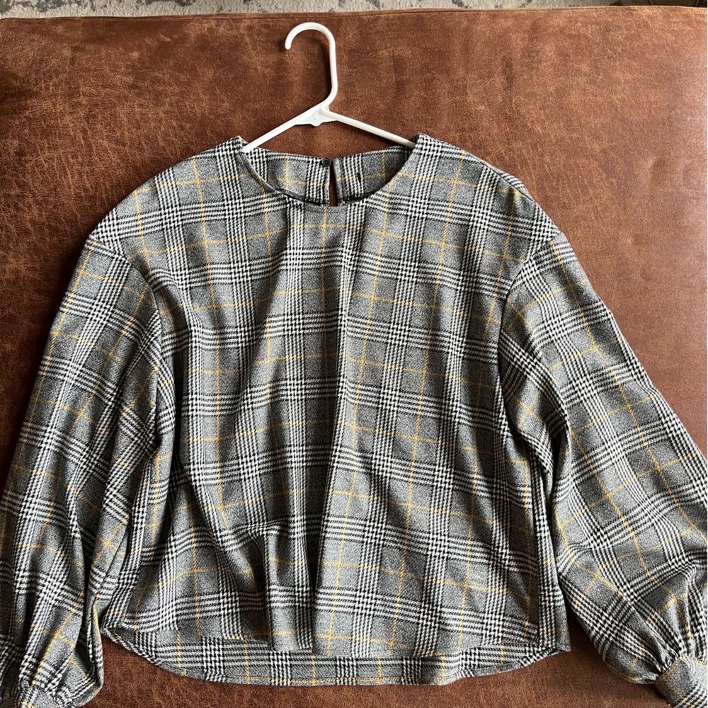 Plaid dress shirt from Express - gray, black, and yellow